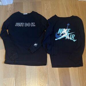 Nike boys long sleeve shirts- one black and one navy